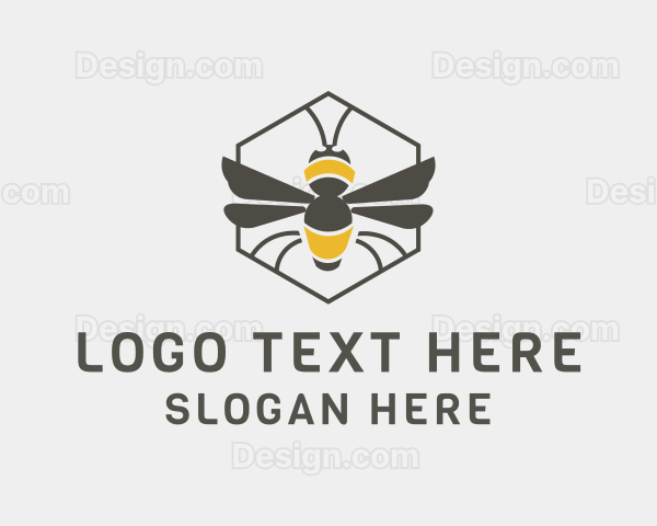 Bee Wings Hexagon Logo