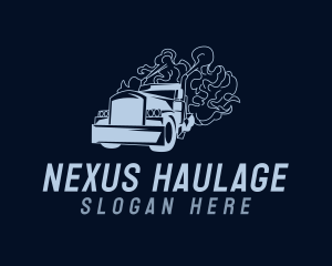 Delivery Truck Smoke logo design