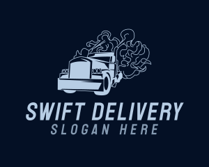 Delivery Truck Smoke logo design