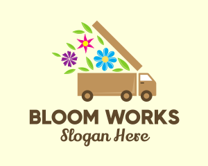 Flower Delivery Truck logo design