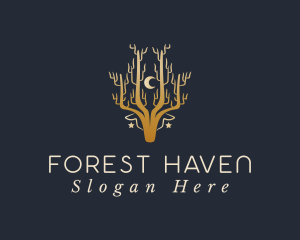 Forest Deer Moon logo design