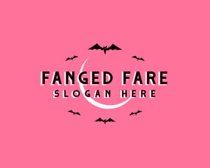Moon Halloween Bat logo