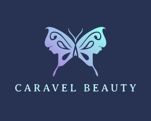 Butterfly Wings Woman Beauty logo design