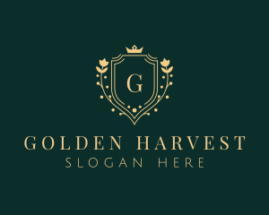 Golden Flower Shield logo design