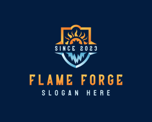 Sun Flame Ice Shield logo design