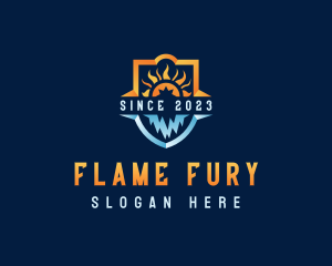 Sun Flame Ice Shield logo design