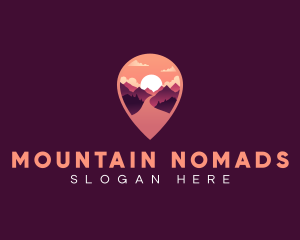 Pin Travel Mountain logo design