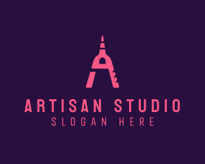 Pink Creative Art Letter A logo design