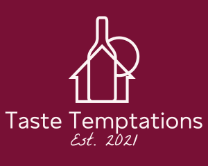 Wine Bottle House  logo design