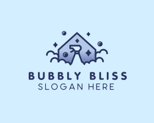 House Bubble Spray Cleaning logo design