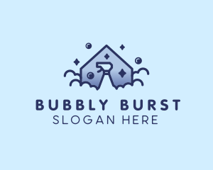 House Bubble Spray Cleaning logo design