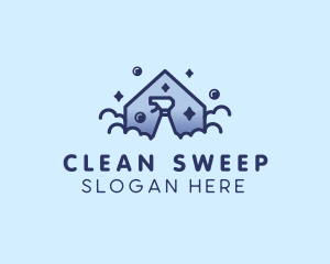 House Bubble Spray Cleaning logo design