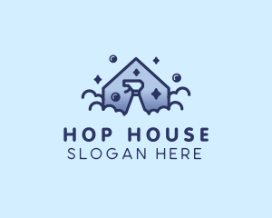 House Bubble Spray Cleaning logo design