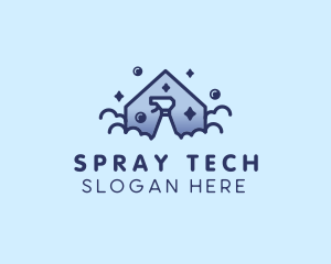 House Bubble Spray Cleaning logo design