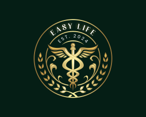 Elegant Health Medical Caduceus logo design