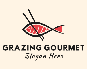 Chopsticks Fish Sashimi logo design