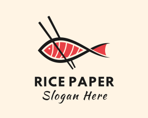 Chopsticks Fish Sashimi logo design