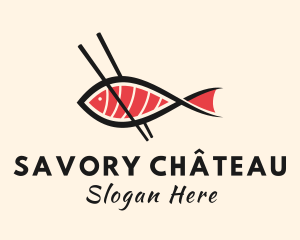 Chopsticks Fish Sashimi logo design