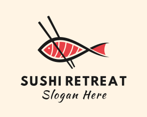 Chopsticks Fish Sashimi logo design