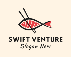 Chopsticks Fish Sashimi logo design