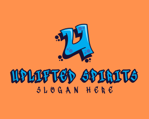 Graffiti Art Letter U logo design