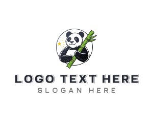 Bamboo Panda Animal Logo