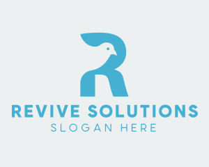 Dove Bird Animal Letter R  logo design