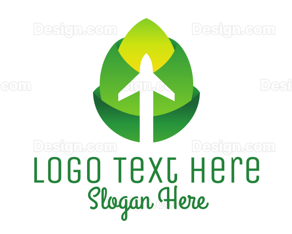 Green Flower Plane Logo