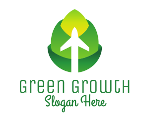 Green Flower Plane  logo design