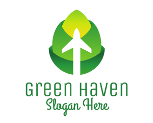 Green Flower Plane  logo design