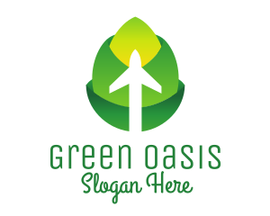 Green Flower Plane  logo design