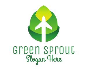 Green Flower Plane  logo design