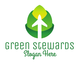 Green Flower Plane  logo design