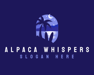 Beach Tropical Island Night logo design