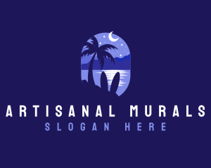 Beach Tropical Island Night logo design