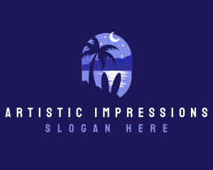 Beach Tropical Island Night logo design