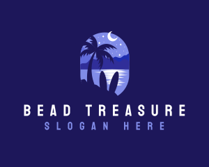 Beach Tropical Island Night logo design