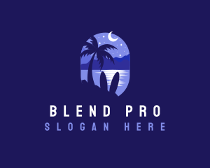 Beach Tropical Island Night logo design