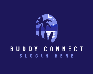 Beach Tropical Island Night logo design