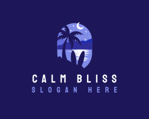 Beach Tropical Island Night logo design