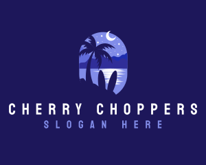 Beach Tropical Island Night logo design