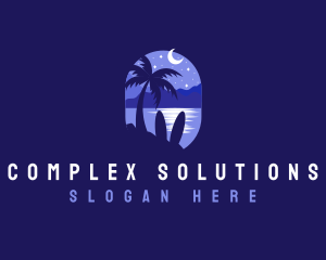 Beach Tropical Island Night logo design