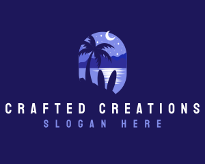 Beach Tropical Island Night logo design