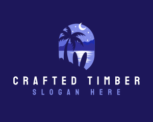 Beach Tropical Island Night logo design