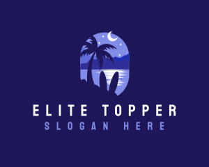 Beach Tropical Island Night logo design