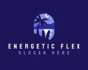 Beach Tropical Island Night logo design