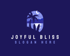 Beach Tropical Island Night logo design