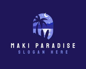 Beach Tropical Island Night logo design