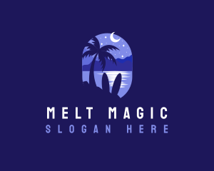 Beach Tropical Island Night logo design