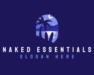 Beach Tropical Island Night logo design